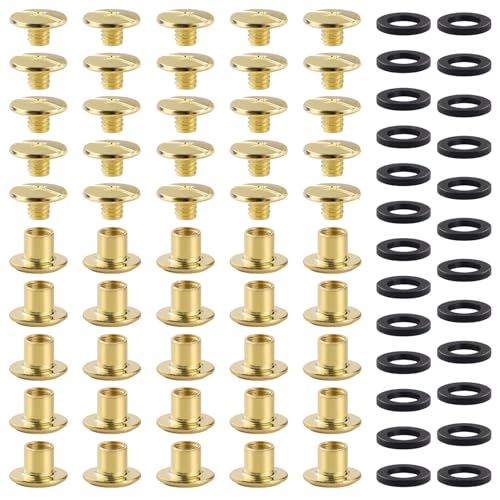 YIXISI 25 Set M5x5mm Chicago Vis Assortiment Kit, Rivets pour Cuir Cruciforme, Vis de Reliure, pour...