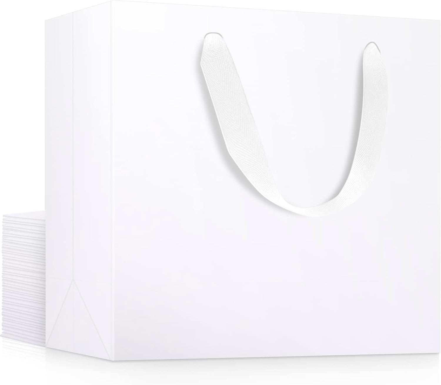 EUSOAR White Paper Bags, Small 20pcs 8.6" x3.9'' x7'' Kraft Handle Paper Boutique Gift Wrap Favor Bag with Handles Bulk, Grocery Shopping Retail Wrap Paper Bags for Business, Birthday Party, Wedding