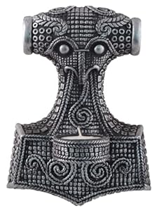 20cm Thors Hammer Teelicht Halter für die Wand, Vintage Silber, Keltisch Germanisch | Kerzenständer