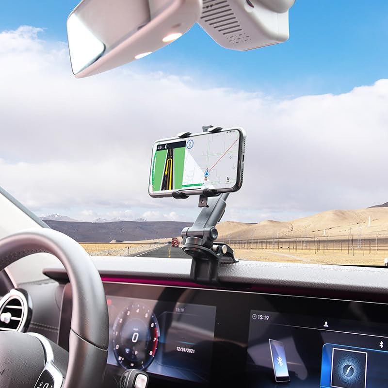Supporto girevole a 360° per telefono cellulare con staffa parasole per auto, facile da installare e rimuovere, per la maggior parte dei telefoni cellulari e la maggior parte delle auto
