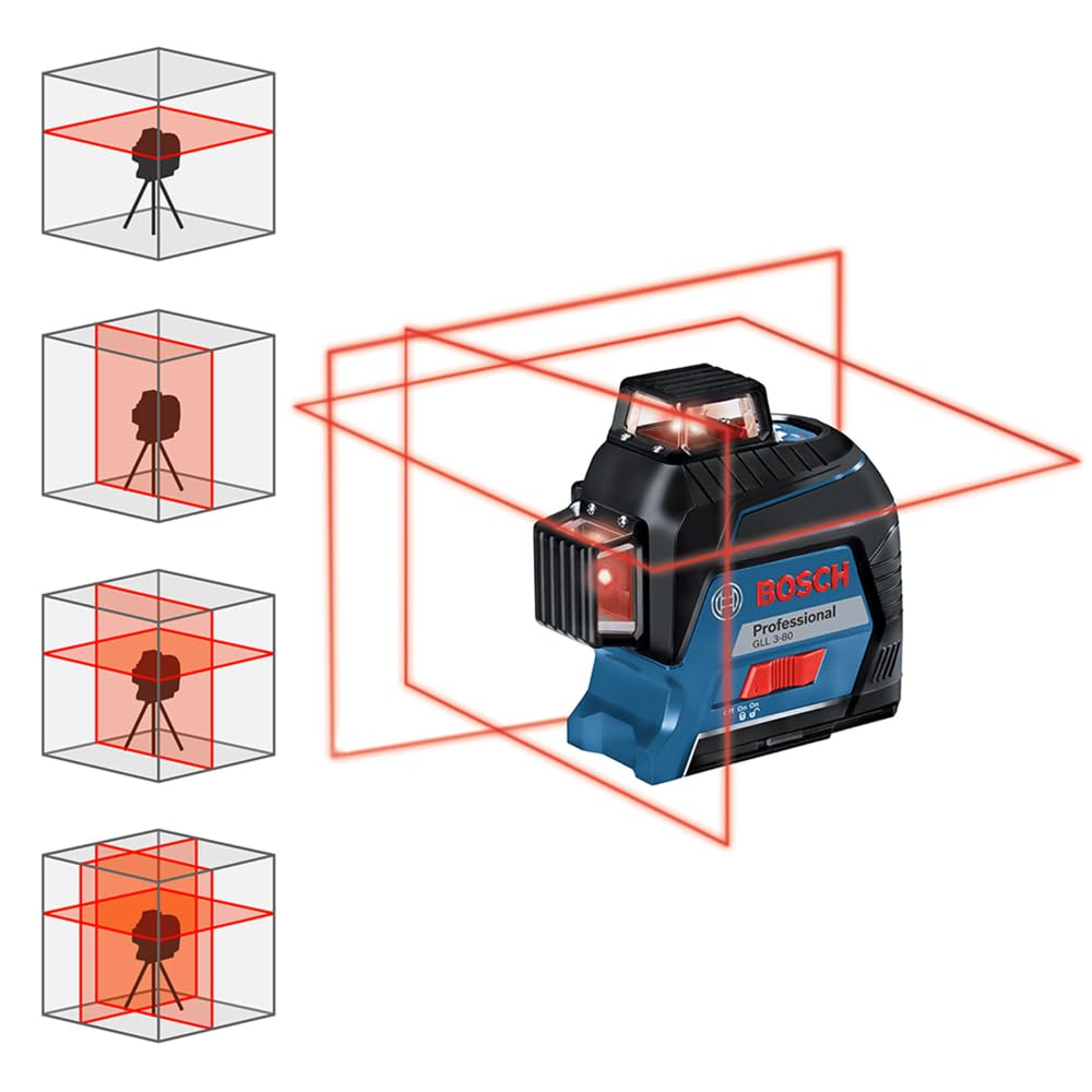 Bosch Professional Linienlaser GLL 3-80 + Bosch Professional Stativ für Laser und Nivellier BT 150