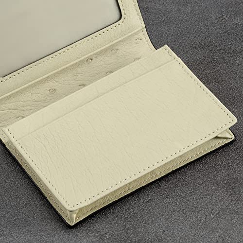 Image of HISCOW Full Grain Leather Business Card Holder Case | Minimalist EDC wallet, gusset holds 25 cards, ID window, fits folded bills, bifold profile, premium gifts for men & women