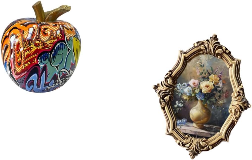 Fenteer Figurine Statue Resin Statues Sculpture Photo Frame Picture Frame Display Artwork Frame Painted Graffiti Resin Material Suitable for Gift Giving Home