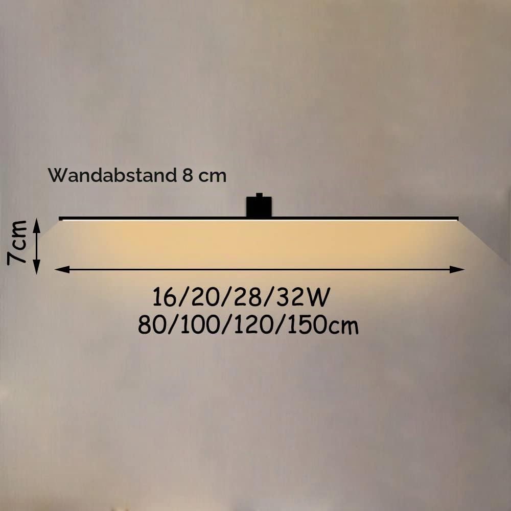 LED Wandbild Wandleuchte Bildbeleuchtung modern Schwarz Wandlampe Innen Lange Schlafzimmer Nachttischlampe Aluminium 4000K Spiegelleuchte Wandbeleuchtung Spiegel Make Up Licht (150CM,Schwarz)