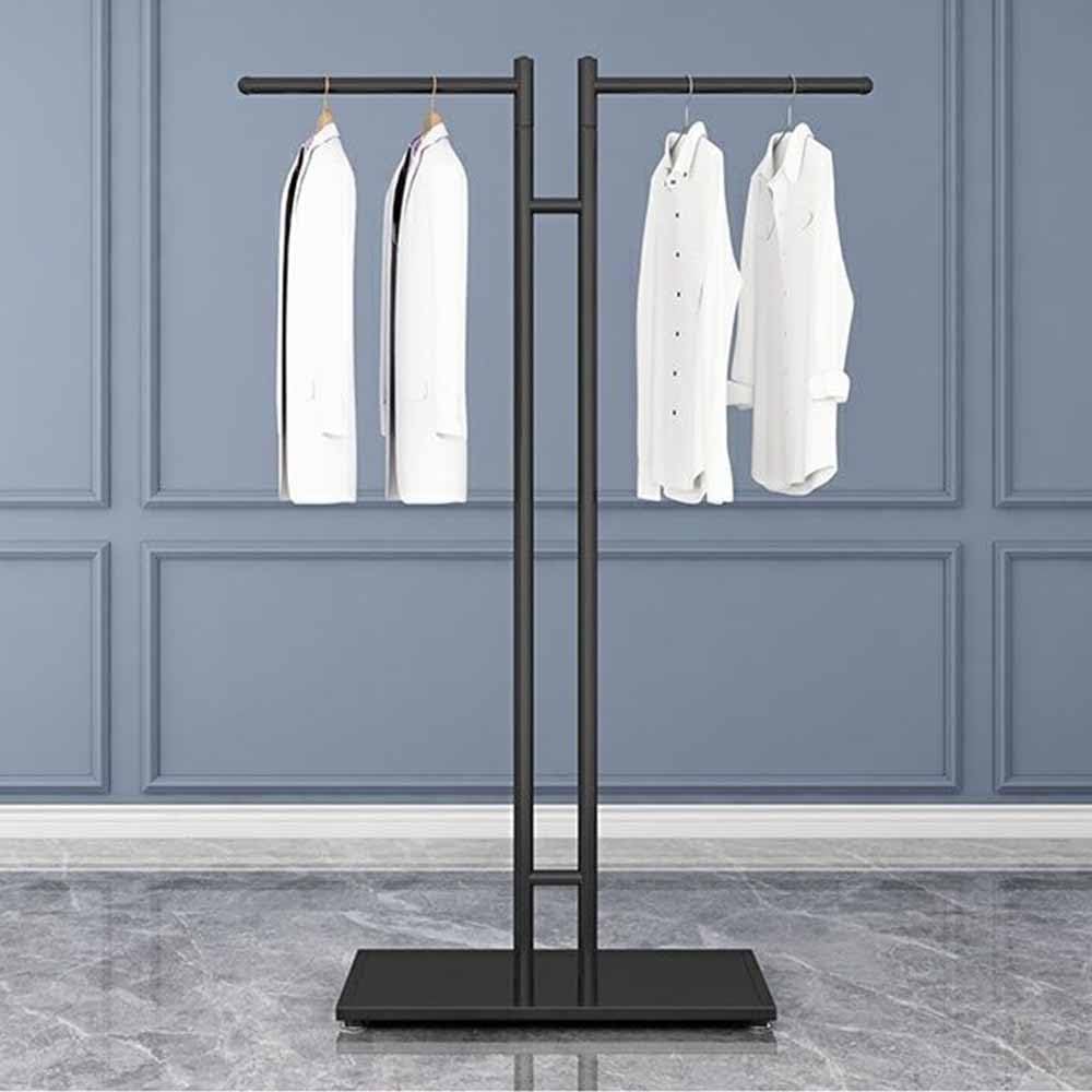 CENAP Double Rod Clothes Rack, Retail Store Display Clothing Rack, Modern Floor-Standing Commercial Garment Rack, Metal Clothes Organizer for Hanging Clothes,Black,70 * 40 * 150cm