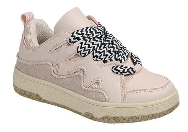 Forever Link Racer Girl's Mesh Woven Lace-up Shoes Style Embossed Leather Sneakers