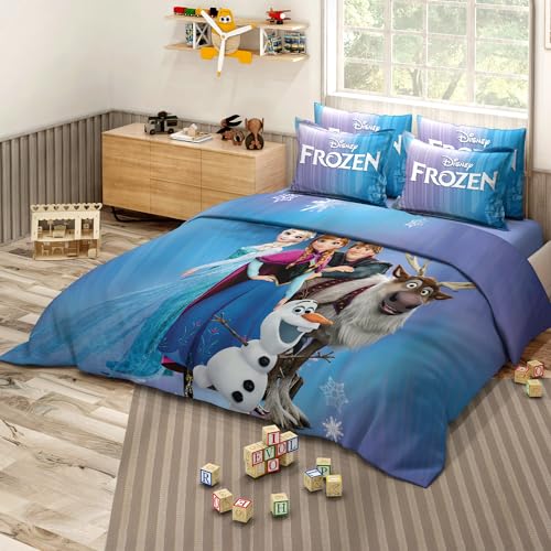 Image of Sassoon Disney Frozen Digital Printed 100% Cotton Bedsheet with 2 Pillow Covers in 300TC