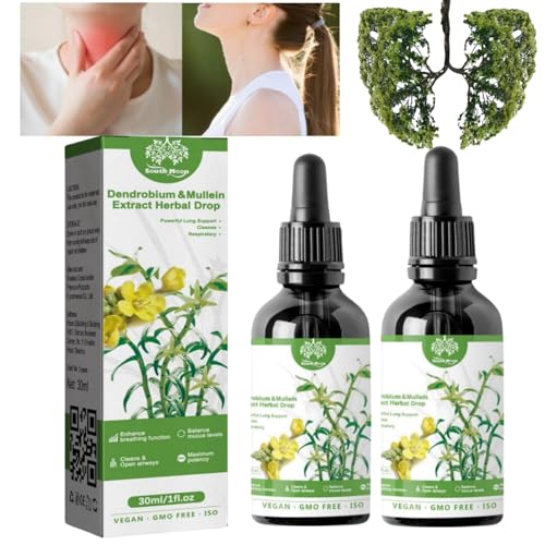 2pcs Clearbreath Dendrobium & Mullein Extract(30ml),Powerful Lung Support & Cleanse & Respiratory,Herbal Treatment Essence for Lung,Mullein Leaf Extract for Lungs,Lung Cleanse&Support for Smokers
