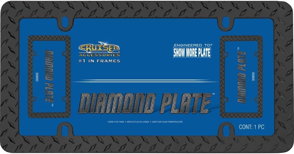 Cruiser Accessories 30850 License Plate Frame - Diamond Plate, Matte Black