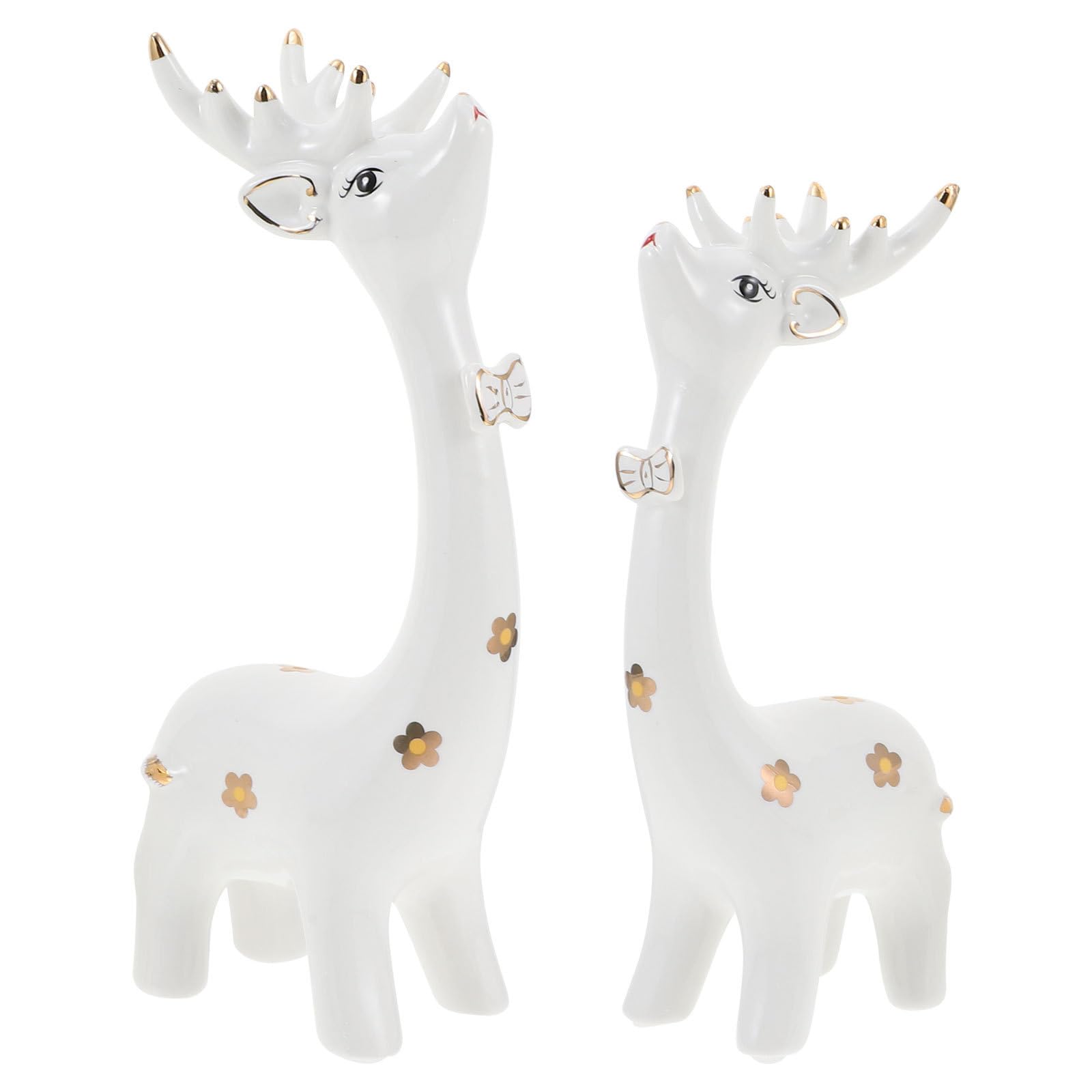 Figurines de cerfs en céramique blanche design épuré et finitions soignées lot de 2