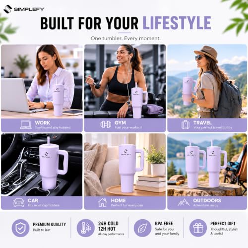 ProSip 40oz Insulated Stainless Steel Tumbler with Handle & Straw Lid by SIMPLEFY - Used condition - Image 5
