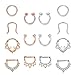 FUNRUN JEWELRY 14PCS 16G Stainless Steel Septum Ring Nose Rings Hoop Clicker Piercing Tragus Cartilage Retainer Body Piercing Jewelry