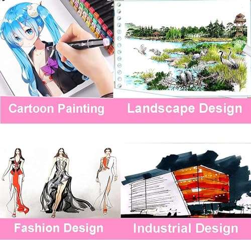 Image of Alcohol Markers Set Sketch Pen for Kids Colour Pens Colours Drawing Artists Art Supplies Kit - Color Marker Dual Tip Brush Alcoholic Sketches Acrylic Flair Tone Brash Paint School Artist -v96