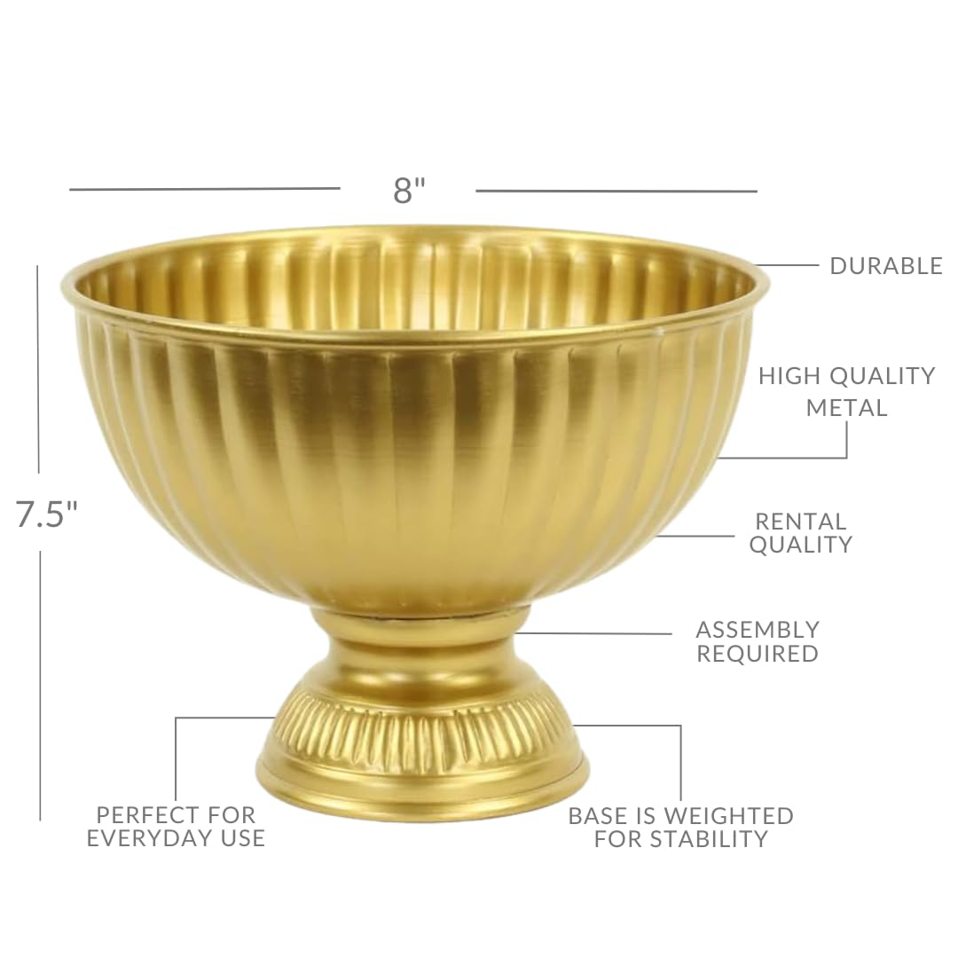 Amazon.com: Koyal 批發黃金底座碗8 x 7.5 英吋(約20.8 x 17.5  公分)金屬花卉金色碗蜜餞花瓶適用於中心裝飾嬰兒派對新娘淋浴甕花瓶: 居家與廚房
