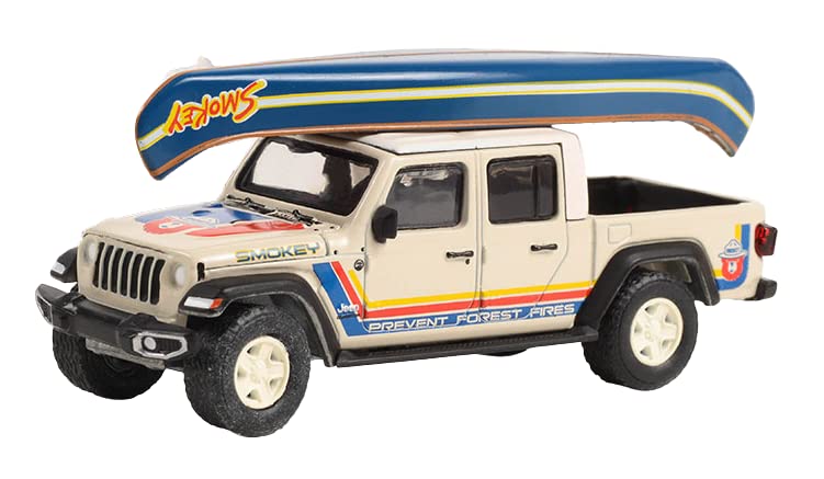 Greenlight 38040-F Smokey Bear Series 2-2021 Gladiator with Canoe on Roof “Prevent Forest Fires!” 1/64 Scale