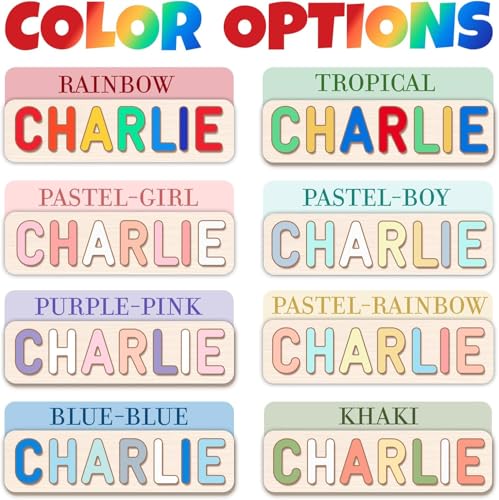 Personalized Name Puzzle for Baby - Personalized Boby Gifts Selection of Wooden Supports and Elements - Preschool Pegged Puzzles Easter Gifts for Kids 1st Birthday Gift for Boy and Girl