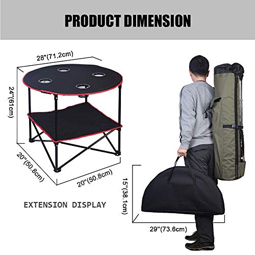 LEADALLWAY-Camping-Table-Folding-Picnic-Table-with-4-Cup-Holders-and-Carrying-Bags-Collapsible-Canvas-Portable-Tables-Folding-for-BBQ-Outdoor-Fishing