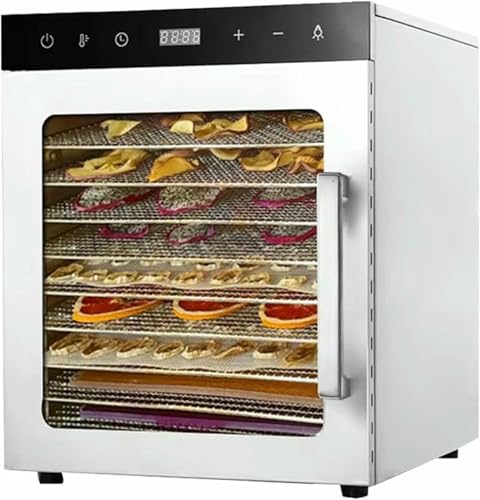 XSDAJSD Secador de Alimentos con congelador LED de 800 W, de 10/12 Capas, de Acero Inoxidable para el hogar, procesador de Alimentos, para Frutas, champiñones, Carne y Embutidos, 12 Capas, B-1