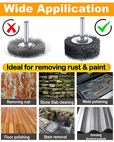 Image of Rocaris 4 Pack Wire Wheel Brush for Drill Attachment, 3 Inch Heavy Duty Brushes for Paint, Rust & Corrosion Removal, 0.0118 inch Carbon Steel, 1 /4in Shank, 20000RPM