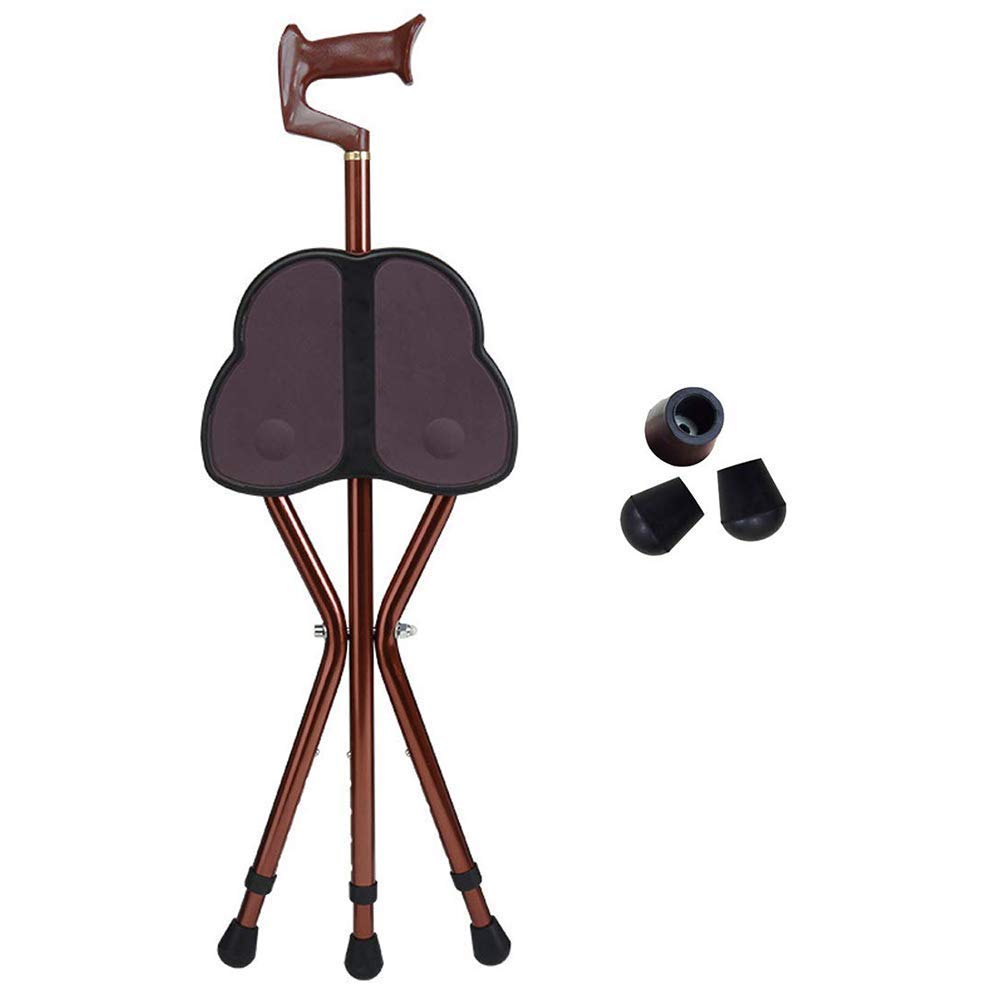 Asientos de bastón Combinación de silla con bastón, retráctil Ligero con luz LED Aleación de aluminio Altura ajustable 83-93 cm Carga estática 200 kg para ancianos Descanso de viaje al aire libre,