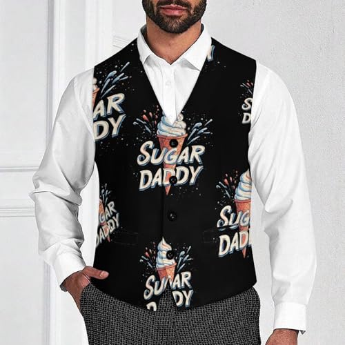 Sugar Daddy Ice Cream Cone Men's Formal Suit Vest for Business Formal Or Casual Dress Waistcoat Wedding2