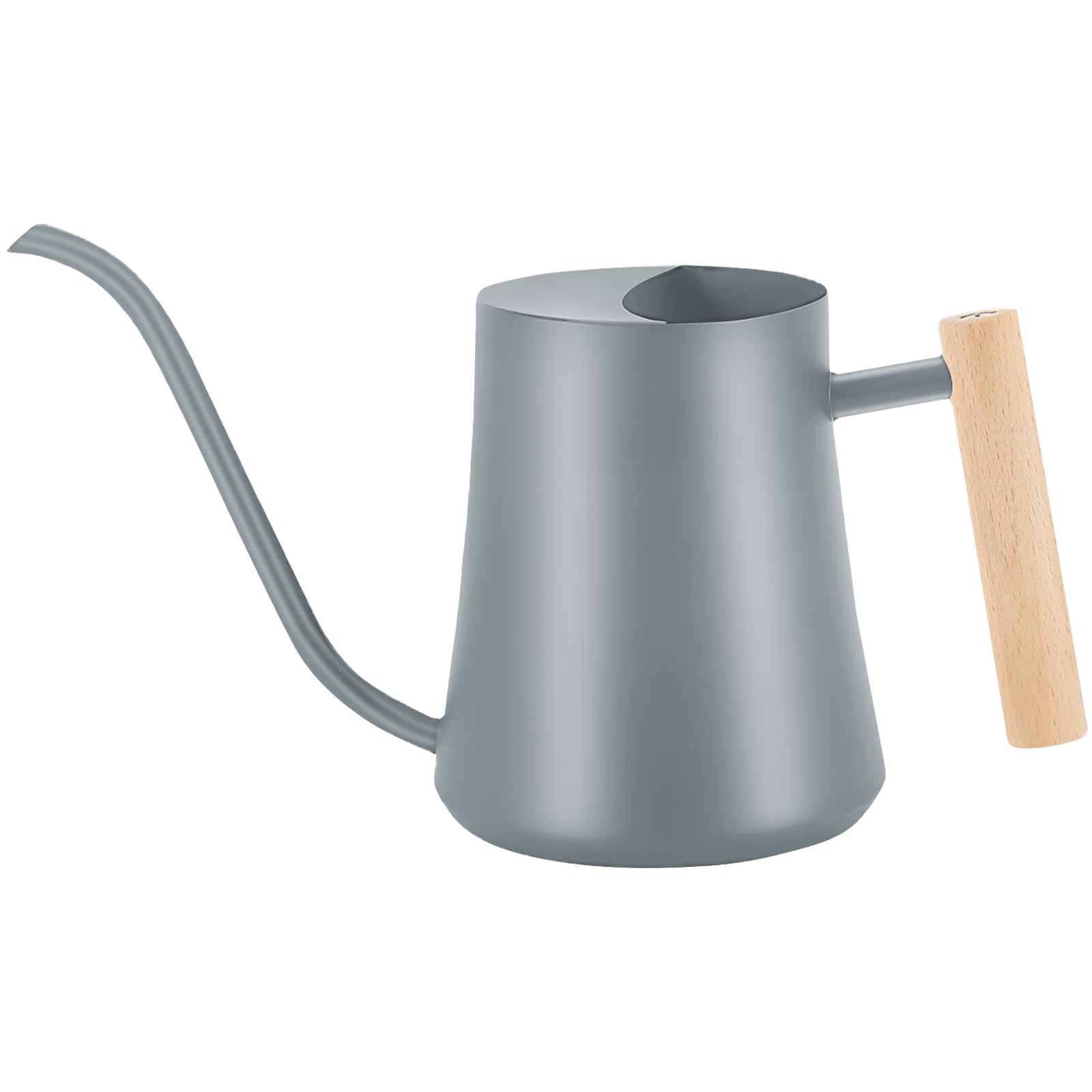 LanQii 1L/35oz Watering Can Indoor Plants, Stainless Steel Indoor Water Can with Long Spout and Wooden Handle Watering Jug for Houseplant Bonsai Bonsai Garden Flower - Grey