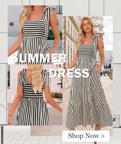 Image of CURBODO Women's Summer Maxi Dress Boho Spaghetti Straps Casual Long A-line Smocked Beach Dress Square Neck Flowy Sun Dress