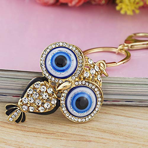 Preisvergleich Produktbild GMTEXTILES Big Porzellan Augen Eule Strass Kristall Schlüsselringe Schlüsselanhänger Anhänger Geldbörse Tasche Schnalle Schlüsselanhänger Halter Für Frauen
