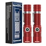 Banral Rechargeable Tactical Flashlights, High Lumens Small Mini USB-C LED Flashlight, Compact EDC Flash Light, 4 Modes&Memory Function, Waterproof Pocket Lights for Home,Camping,Emergency (2, Red)