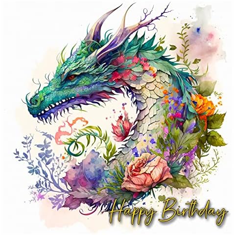 Dragon Watercolour Art Birthday Card Design 326 Cover