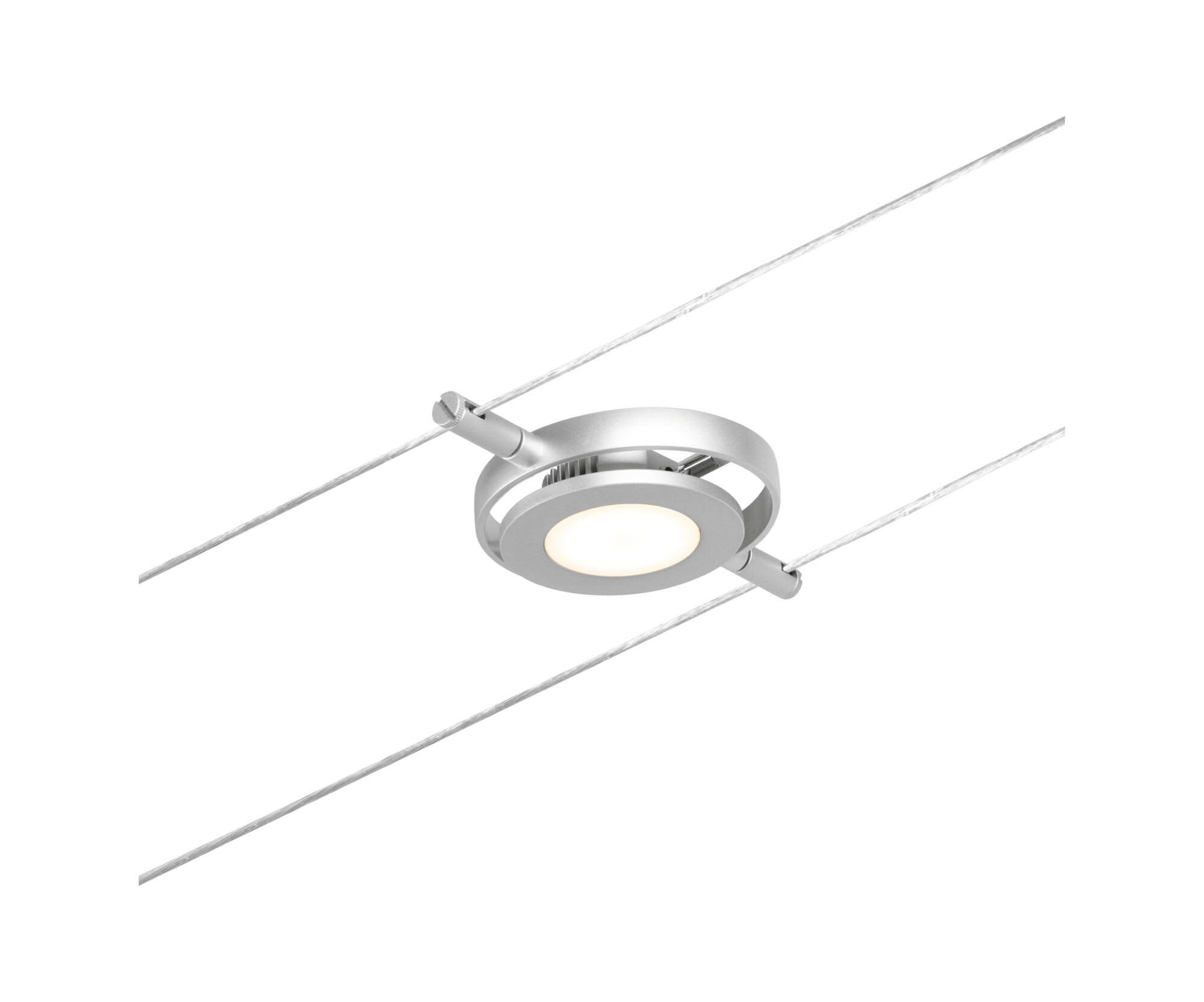 Paulmann CorDuo 94415 - Faretto LED RoundMac DC con 1 x 4,5 Watt espandibile cromato opaco, fune metallica cromata 3000 K