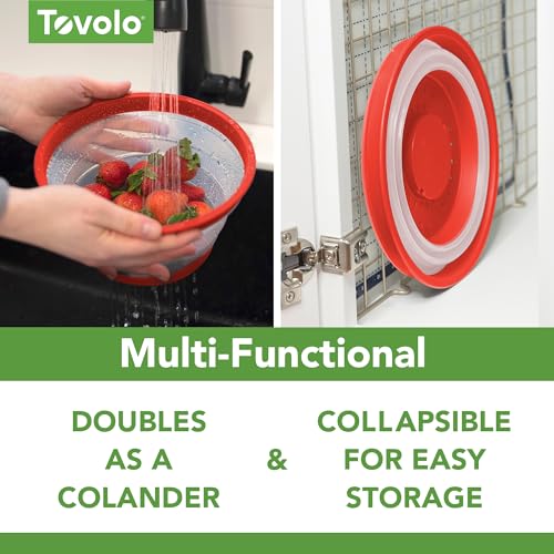 Image of Tovolo Microwave Splatter Cover for Food, Small (Candy Apple Red) - Collapsible & Vented Silicone Splatter Guard Lid - Microwave Plate & Dish Cover with Handle - BPA-Free Kitchen Gadget for Meal Prep