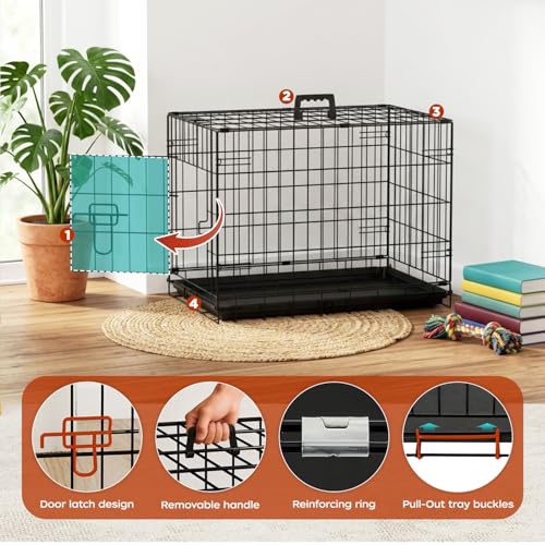 Image of BestPet | Dog Crate | 24 inch | Black | Foldable Metal Kennel with Single Doors