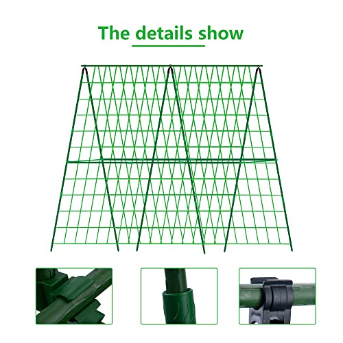 Decohs 47 X 47 Inch A-Frame Cucumber Trellis For Raised Bed-Metal Detachable Garden Trellis With Climbing Net And Plant Support Clip For Outdoor Plants Zucchini Vegetables Tomato Flowers #TOP2