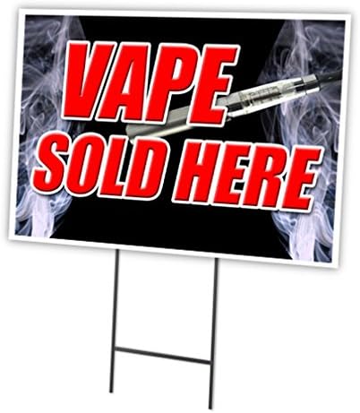 Letrero y estaca para patio Vape Sold HERE de 12 x 16 pulgadas | Anuncia tu negocio | Imagen de doble cara incluida | Hecho en los Estados Unidos