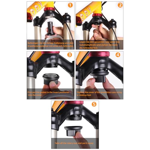 BSSOK AirTag Fahrradhalterung Versteckt für Gabel, Anti-Diebstahl-Schutz Air Tag Fahrradhalter - Wasserdicht für MTB-Federgabel mit Innendurchmesser 18-30mm (AirTag Nicht Im Lieferumfang Enthalten)