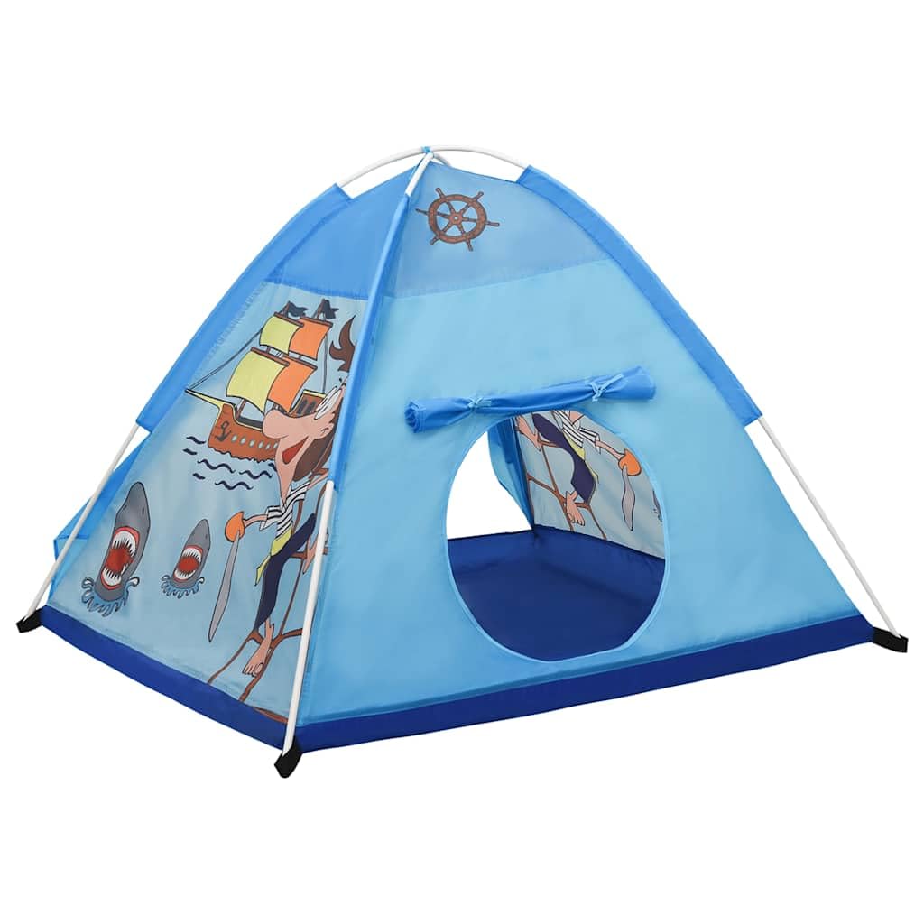 Spielzelt für Kinder Blau 120x120x90 cm faltbar Kinderzelt mit Piratenmotiv für Indoor und Outdoor, stabiles Polyester, ideal zum Spielen Krabbeln Verstecken im Garten, Kinderzimmer, Park