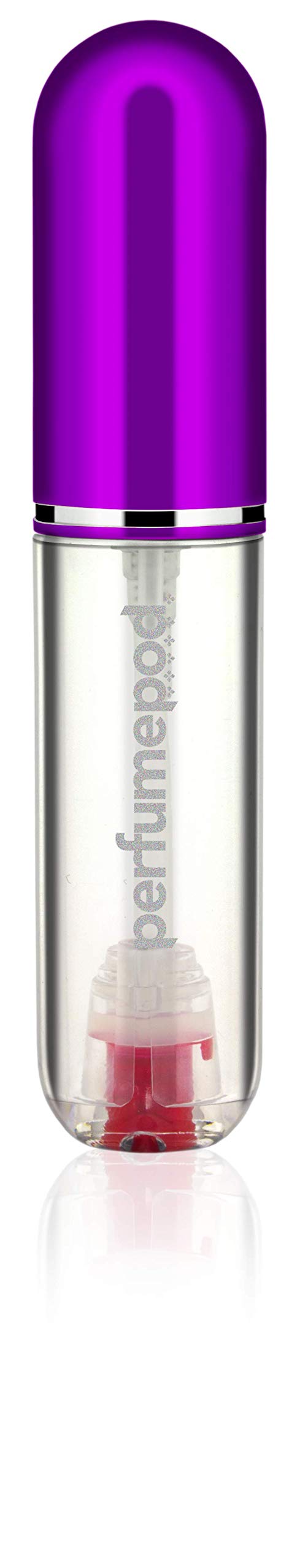 Travalo Pod Pure Perfume Atomizer - Leak-Proof and TSA Approved for Air Travel - Reusable and Airtight Easy-Fill Mini Pump Sprayer - Lightweight, Clear Body, Fun Colorful Lid - Purple 0.17oz