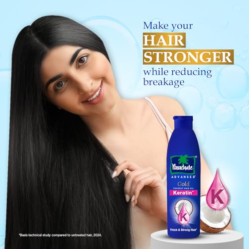 Image of Parachute Advansed Gold Keratin Coconut Hair Oil | Thick & Smooth Hair| No Paraben or Silicone | 300ml