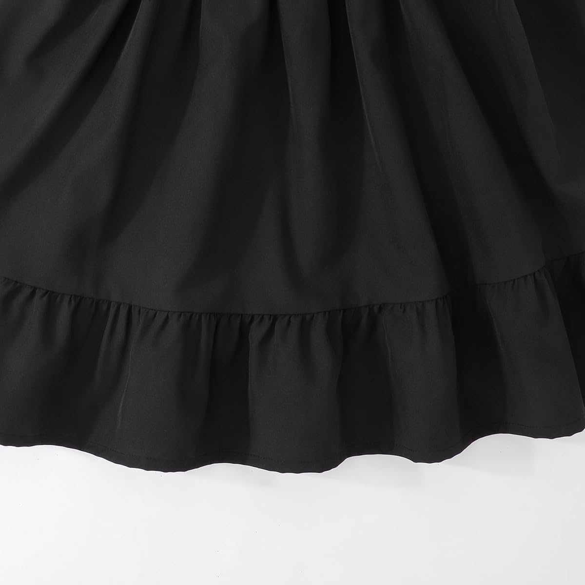 Magic Park 4-15Y Kid Flutter Sleeve Dress Square Neck Tie-Back Dresses Off Shoulder Dress Tween Girl Solid Color A-line Skirt - Image 6