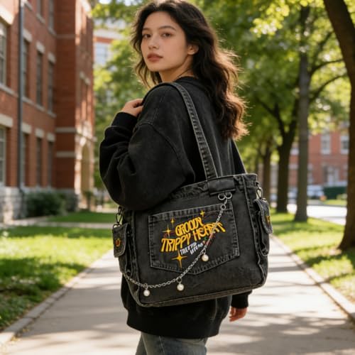 Image of PALAY Crossbody Bag for Woman Denim Cloth Tote Bags Casual Canvas Women Handbags Large Capacity Shoulder Bag for Daily, School
