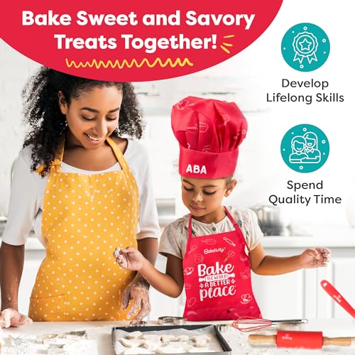Baketivity Kids Chef Hat And Apron Set For Boys & Girls thumb #5
