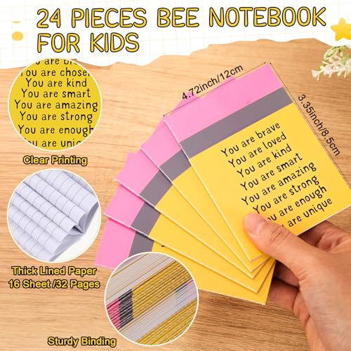 Image of Spakon 24 Pcs Back to School Gifts for Students Bulk Mini Inspirational Notebooks Small Journal Pocket Positive Affirmation Motivational Notepad First Day of School Gifts for Teacher (Yellow)