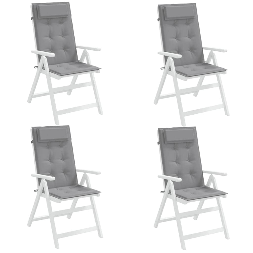 4er Set Hochlehner-Auflagen Grau, Komfortable Gartenstuhlauflagen aus Oxford-Gewebe, 120 x 50 cm Stuhlkissen für Gartenstühle und Hochlehner, Bequeme Polsterauflagen für Draußen