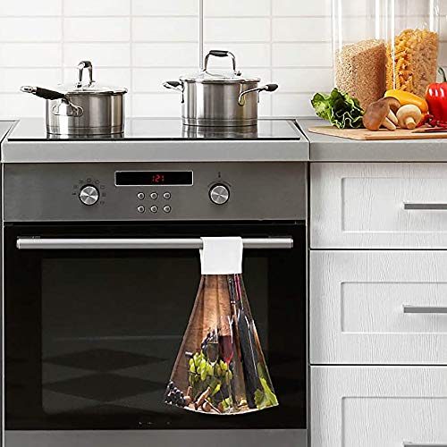 Boccsty Glasses Of Red And White Wine Hanging Kitchen Towels 2 Pieces Grapes Wooden Dish Cloth Tie Towels Hand Towel Tea Bar Towels For Bathroom Farmhouse Housewarming Tabletop Home #TOP4