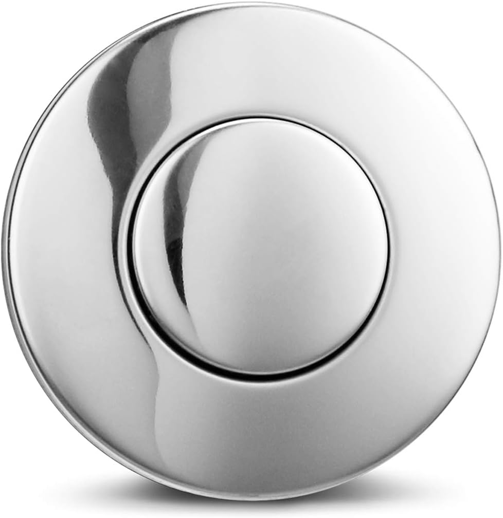 Air Activated Switch Button with Air Hose, Sink Garbage Disposal Parts (SHORT, POLISHED STAINLESS STEEL) 20pcs