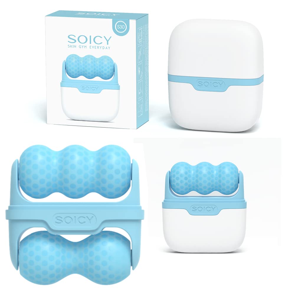 Wei rain Ice Roller Massager For Face Body Eyes W And V Massage Heads Shrink Pores Cold Therapy Reusable Freezable Relax Skin Lifting V Shaped Anti-Puffiness Tightening