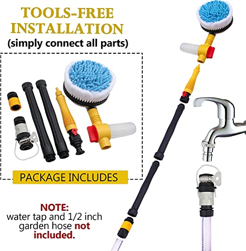 Kujobuy KB Rotating Car Wash Brush With Soap Dispenser & Hose Attachment, Soft Bristle Car Spin Mop Washing Scrub Brush Long Handle thumb #4