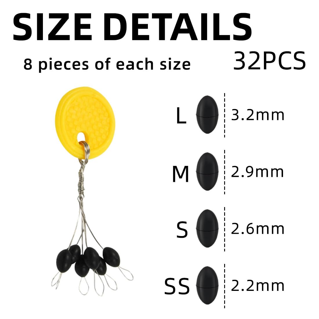 WUSJCOF 108 Gummistopper Angeln - Oval Stopper Für 0,1-0,43mm Schnüre