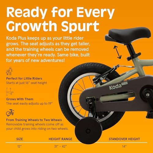 Image of Retrospec Koda Plus Kids Bike for Boys & Girls Ages 2-3 Years - 12 inch Children's Bicycle, Adjustable Seat & Handlebars, Removable Training Wheels, Front Hand Brakes, Rear Coaster Brake & Safety Bell